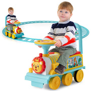 6V Electric Kids Ride On Train with 16 Pieces Tracks-Blue